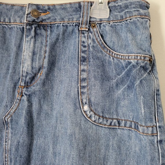 Route 66 Denim Skirt Knee Length Women's 11/12 A-Line w/ Pockets Button Closure - Picture 2 of 4